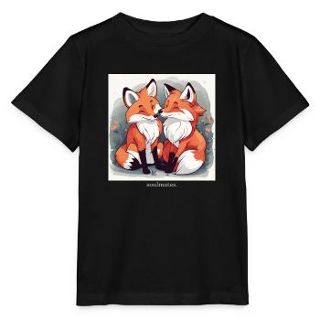 Füchse "Soulmates" seelenverwandt - Stanley/Stella Kinder T-Shirt MINI CREATOR  - Schwarz - Vorne - Mikhail (115cm)