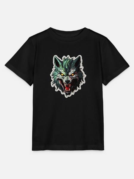 Wolf - Illustration - Stanley/Stella Kinder T-Shirt MINI CREATOR - Schwarz