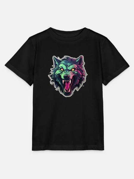 Wolf - Illustration - Stanley/Stella Kinder T-Shirt MINI CREATOR - Schwarz