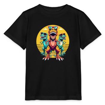 Screaming dinosaurs - Stanley/Stella MINI CREATOR Kids’ T-Shirt - black - Front - Mikhail (115cm)