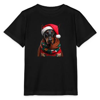 Doberman Weihnachten - Stanley/Stella Kinder T-Shirt MINI CREATOR  - Schwarz - Vorne - Mikhail (115cm)