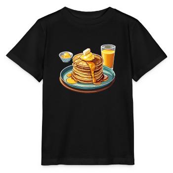 Délicieuse pile de crêpes au sirop et au beurre - T-shirt bio MINI CREATOR Stanley/Stella Enfant - noir - Devant - Mikhail (115cm)