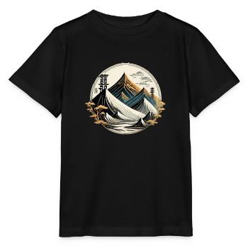 Landschaft im chinesischen Stil, traditionelle Zeichnung, Tusche - Stanley/Stella Kinder T-Shirt MINI CREATOR  - Schwarz - Vorne - Mikhail (115cm)