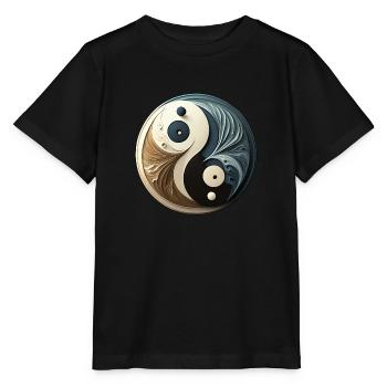 yin yang abstrait - symbole chinois - équilibre - T-shirt bio MINI CREATOR Stanley/Stella Enfant - noir - Devant - Mikhail (115cm)