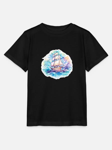 Segelboot - Illustration - Stanley/Stella Kinder T-Shirt MINI CREATOR  - Schwarz