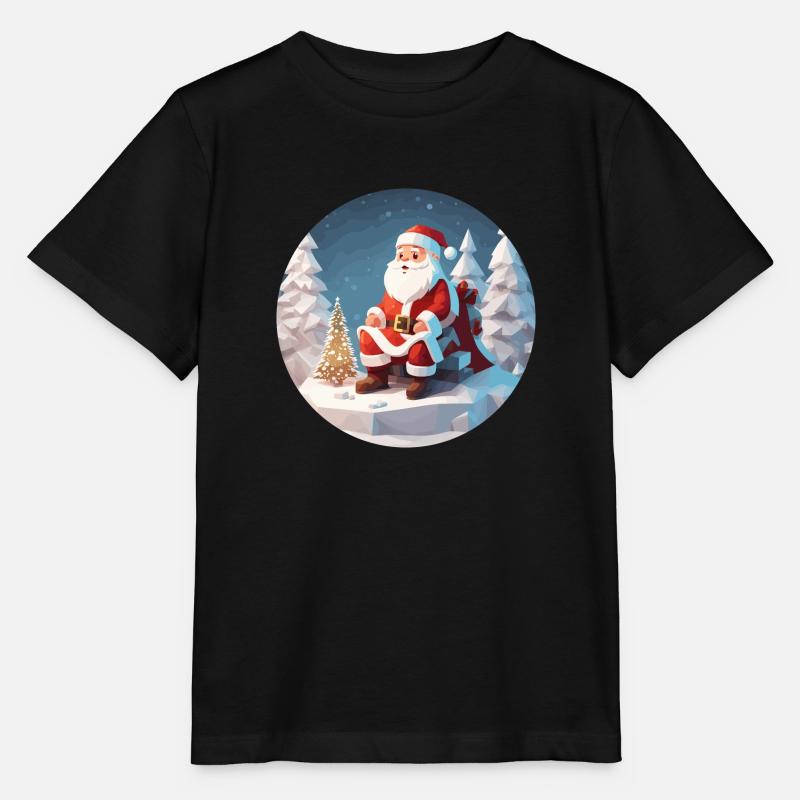 Weihnachtsmann Low Poly Weihnachten - Stanley/Stella Kinder T-Shirt MINI CREATOR - Schwarz