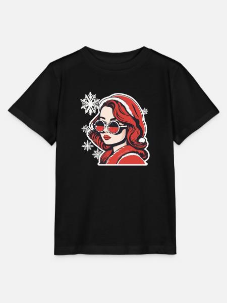 Mädchen Weihnachten Zeichnung - Stanley/Stella Kinder T-Shirt MINI CREATOR - Schwarz