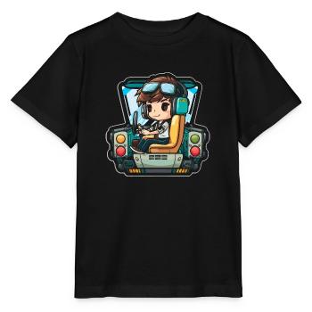 L’aviateur - T-shirt bio MINI CREATOR Stanley/Stella Enfant - noir - Devant - Mikhail (115cm)