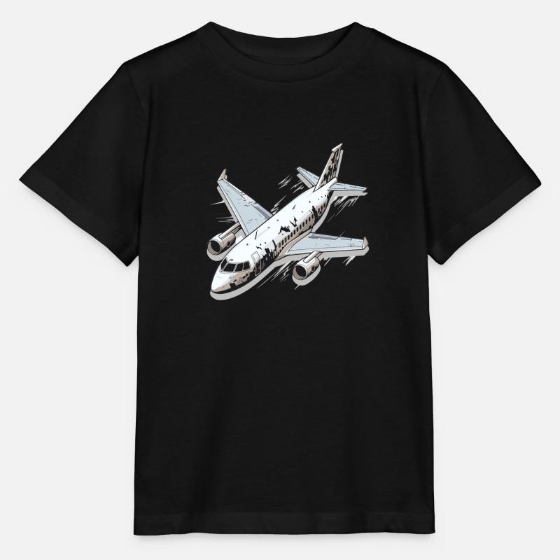 Flugzeug - Illustration - Stanley/Stella Kinder T-Shirt MINI CREATOR  - Schwarz