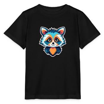 Illustration de raton laveur - T-shirt bio MINI CREATOR Stanley/Stella Enfant - noir - Devant - Mikhail (115cm)
