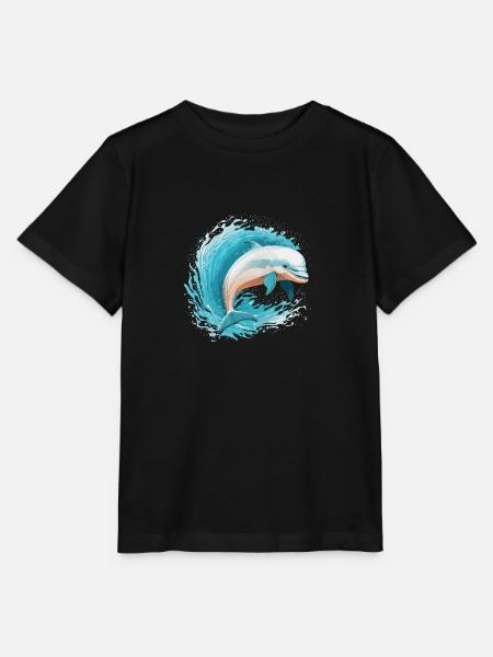 Verspielter Delfin - Stanley/Stella Kinder T-Shirt MINI CREATOR  - Schwarz