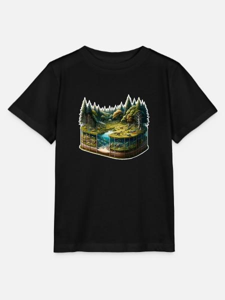 Landschaft - Illustration - Stanley/Stella Kinder T-Shirt MINI CREATOR - Schwarz