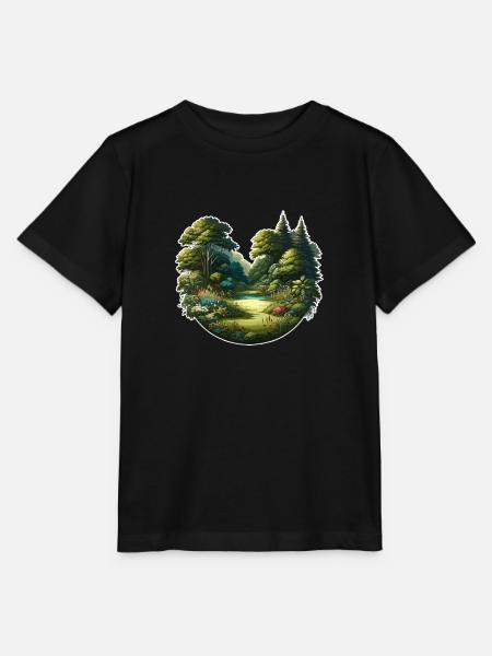 Landschaft - Illustration - Stanley/Stella Kinder T-Shirt MINI CREATOR - Schwarz