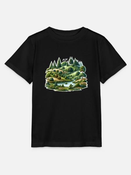 Landschaft - Illustration - Stanley/Stella Kinder T-Shirt MINI CREATOR - Schwarz