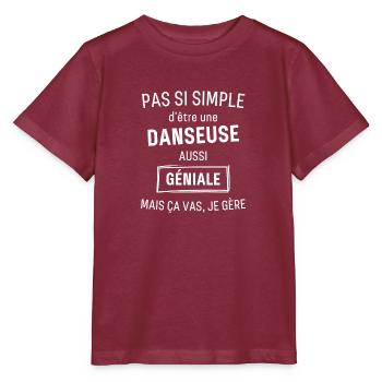 DANSEUSE GÉNIALE - T-shirt bio MINI CREATOR Stanley/Stella Enfant - bordeaux - Devant - Kain (125cm)