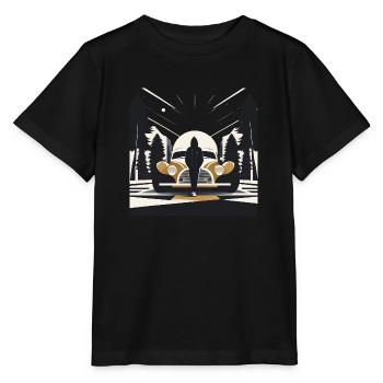 Art-déco-Kapuzenfigur und Auto - Stanley/Stella Kinder T-Shirt MINI CREATOR  - Schwarz - Vorne - Mikhail (115cm)