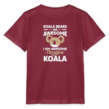 Eucalyptus, Animaux, Doux, Zoo - T-shirt bio MINI CREATOR Stanley/Stella Enfant - bordeaux - Devant - Kain (125cm)