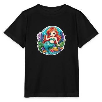 Mermaid fantasy illustration - Stanley/Stella MINI CREATOR Kids’ T-Shirt - black - Front - Mikhail (115cm)