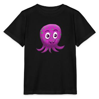 Fröhlicher Tintenfisch - Stanley/Stella Kinder T-Shirt MINI CREATOR  - Schwarz - Vorne - Mikhail (115cm)
