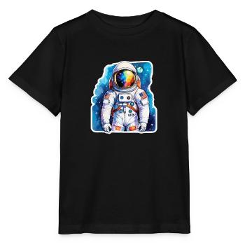 Aquarelle d’astronaute Aquarelle - T-shirt bio MINI CREATOR Stanley/Stella Enfant - noir - Devant - Mikhail (115cm)