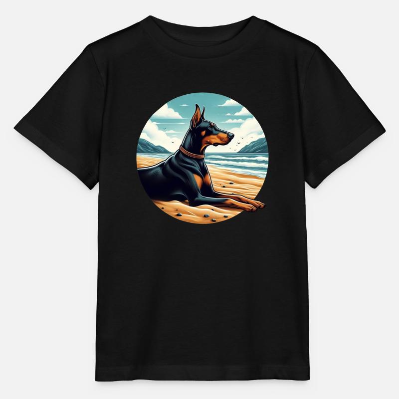 Dobermann am Strand - Stanley/Stella Kinder T-Shirt MINI CREATOR  - Schwarz
