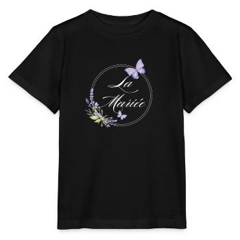 La mariée papillon -idée cadeau la mariée - T-shirt bio MINI CREATOR Stanley/Stella Enfant - noir - Devant - Mikhail (115cm)