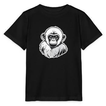Aquarelles de singe - T-shirt bio MINI CREATOR Stanley/Stella Enfant - noir - Devant - Mikhail (115cm)