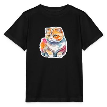 Scottish Fold Scottish Fold-Eared Cat - Stanley/Stella MINI CREATOR Kids’ T-Shirt - black - Front - Mikhail (115cm)
