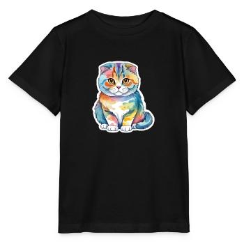 Scottish Fold Scottish Fold-Eared Cat - Stanley/Stella MINI CREATOR Kids’ T-Shirt - black - Front - Mikhail (115cm)