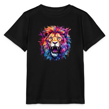 Lion puissant - T-shirt bio MINI CREATOR Stanley/Stella Enfant - noir - Devant - Mikhail (115cm)