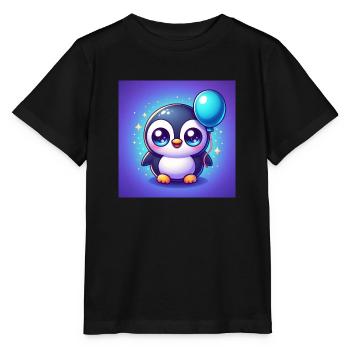 Süsser Pinguin mit grossen Augen und einem Ballon - Stanley/Stella Kinder T-Shirt MINI CREATOR  - Schwarz - Vorne - Mikhail (115cm)