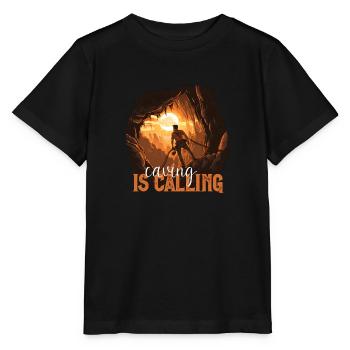 Die Höhle ruft bei Sonnenuntergang - Stanley/Stella Kinder T-Shirt MINI CREATOR  - Schwarz - Vorne - Mikhail (115cm)