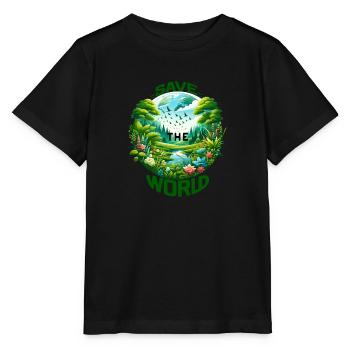 Sauver le monde (un appel à la conservation)Vert - T-shirt bio MINI CREATOR Stanley/Stella Enfant - noir - Devant - Mikhail (115cm)