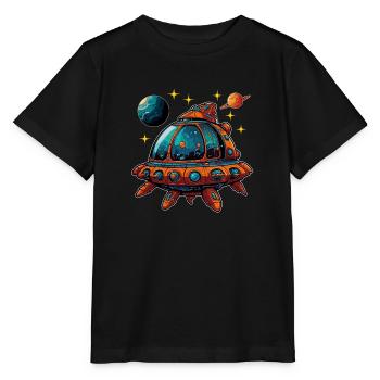 Imaginative Spaceship Flying Saucer - Stanley/Stella MINI CREATOR Kids’ T-Shirt - black - Front - Mikhail (115cm)