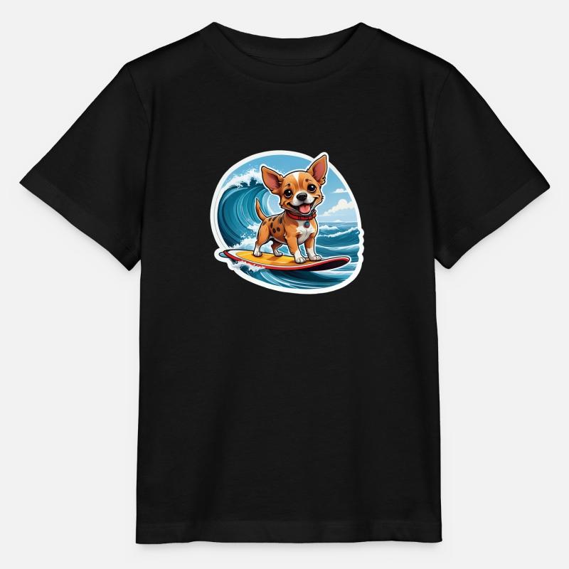 Chihuahua Surfer Fun - T-shirt bio MINI CREATOR Stanley/Stella Enfant - noir