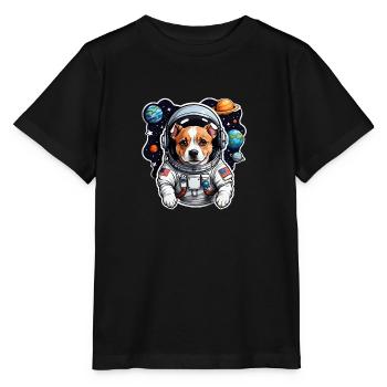Weltraumhund mit Planeten - Stanley/Stella Kinder T-Shirt MINI CREATOR  - Schwarz - Vorne - Mikhail (115cm)