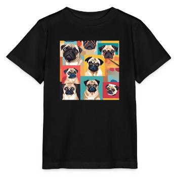 Collage de carlin - T-shirt bio MINI CREATOR Stanley/Stella Enfant - noir - Devant - Mikhail (115cm)