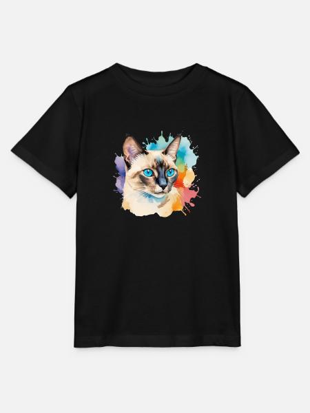 Siamkatze Wasserfarben - Stanley/Stella Kinder T-Shirt MINI CREATOR  - Schwarz