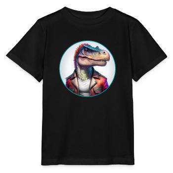 Dinosaur Leather Jacket - Stanley/Stella MINI CREATOR Kids’ T-Shirt - black - Front - Mikhail (115cm)