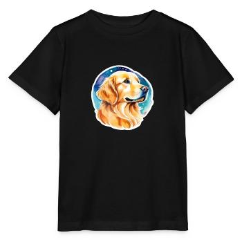 Aquarelles Golden Retriever - T-shirt bio MINI CREATOR Stanley/Stella Enfant - noir - Devant - Mikhail (115cm)