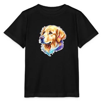 Aquarelles Golden Retriever - T-shirt bio MINI CREATOR Stanley/Stella Enfant - noir - Devant - Mikhail (115cm)
