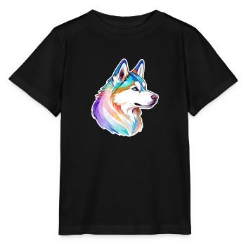 Husky de Sibérie Aquarelles - T-shirt bio MINI CREATOR Stanley/Stella Enfant - noir - Devant - Mikhail (115cm)