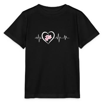 Cherry blossom heartbeat - Stanley/Stella MINI CREATOR Kids’ T-Shirt - black - Front - Mikhail (115cm)