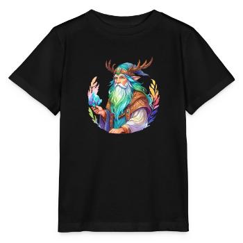 Aquarelles de druide - T-shirt bio MINI CREATOR Stanley/Stella Enfant - noir - Devant - Mikhail (115cm)