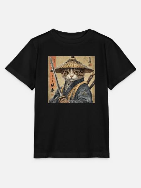 Katze Samurai Japan Ukiyo-E - Stanley/Stella Kinder T-Shirt MINI CREATOR - Schwarz