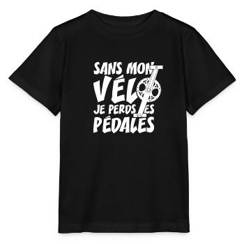 SANS MON VÉLO, JE PERDS LES PÉDALES ! - T-shirt bio MINI CREATOR Stanley/Stella Enfant - noir - Devant - Mikhail (115cm)