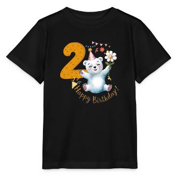Child Polar Bear 2 Years 2nd Birthday - Stanley/Stella MINI CREATOR Kids’ T-Shirt - black - Front - Mikhail (115cm)