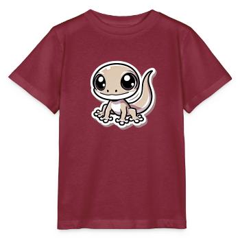 Cute Gecko - Big Eyes Charm - Stanley/Stella MINI CREATOR Kids’ T-Shirt - burgundy - Front - Kain (125cm)