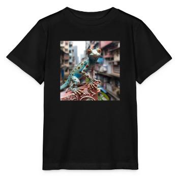 Gecko in China Tier Lebewesen Drachen Dragon - Stanley/Stella Kinder T-Shirt MINI CREATOR  - Schwarz - Vorne - Mikhail (115cm)