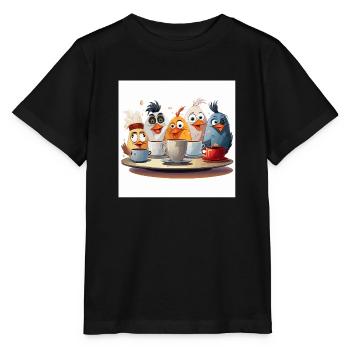 Die Kaffeetassen-Stapeltruppe - Stanley/Stella Kinder T-Shirt MINI CREATOR  - Schwarz - Vorne - Mikhail (115cm)